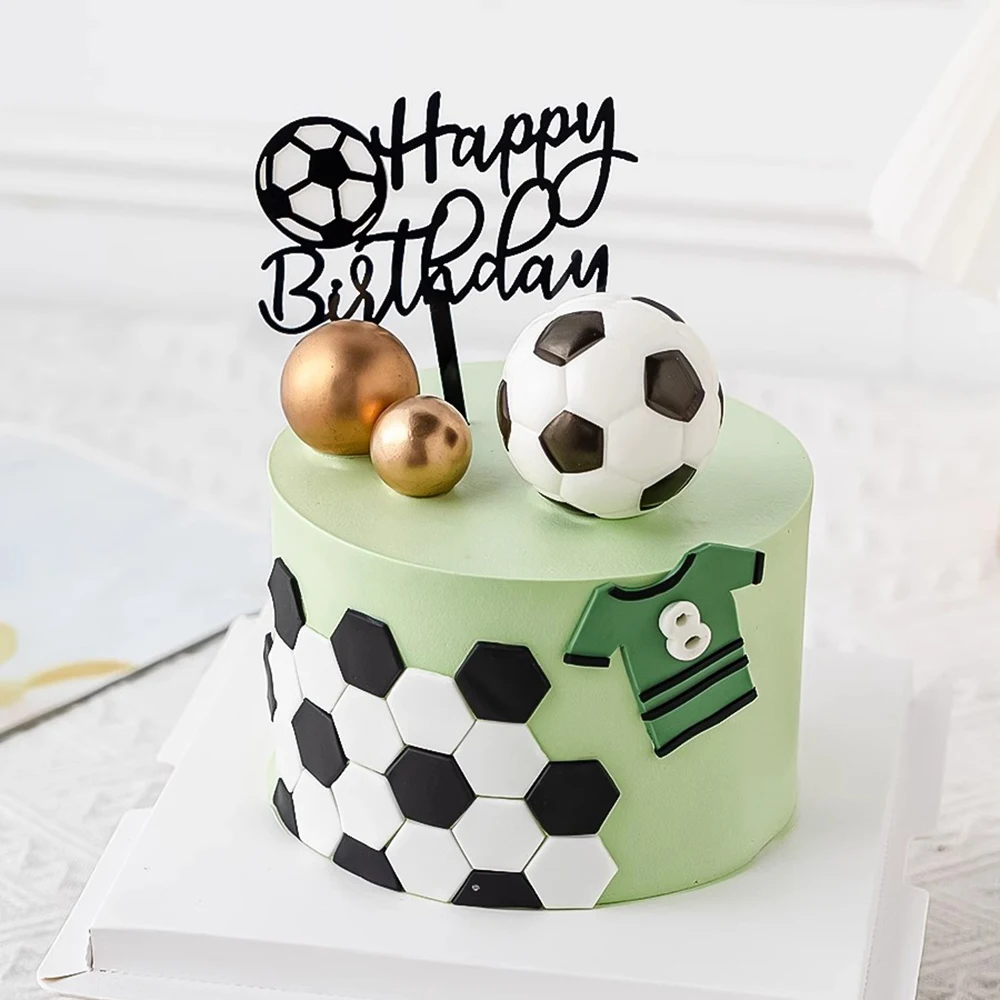 Football Boy Cake Decoration cake decorations Football Field Player Doll Cupcake Top Happy Birthday Decoration Sports Children's Party Supplies