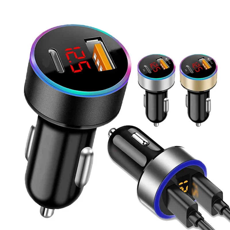 Dual USB Fast Charging Car Charger with Digital Display & Voltmeter