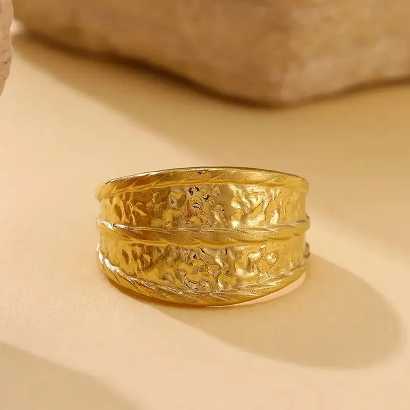 Stainless Steel Textured Stackable Rings For Women