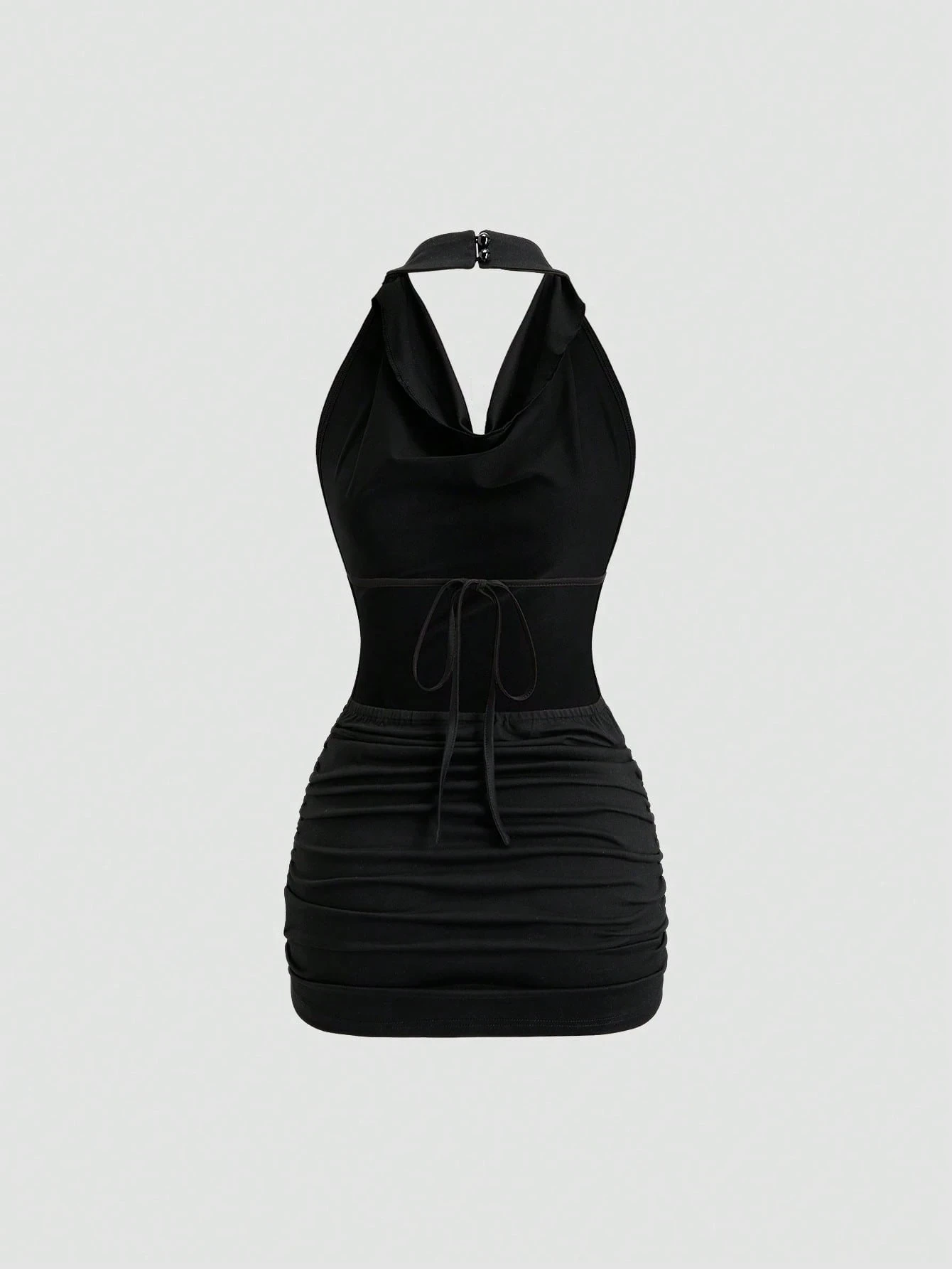 Mini robe noire élégante sans manches à col en v pour femmes, parfaite pour les fêtes de printemps/été et les sorties décontractées, robe mignonne