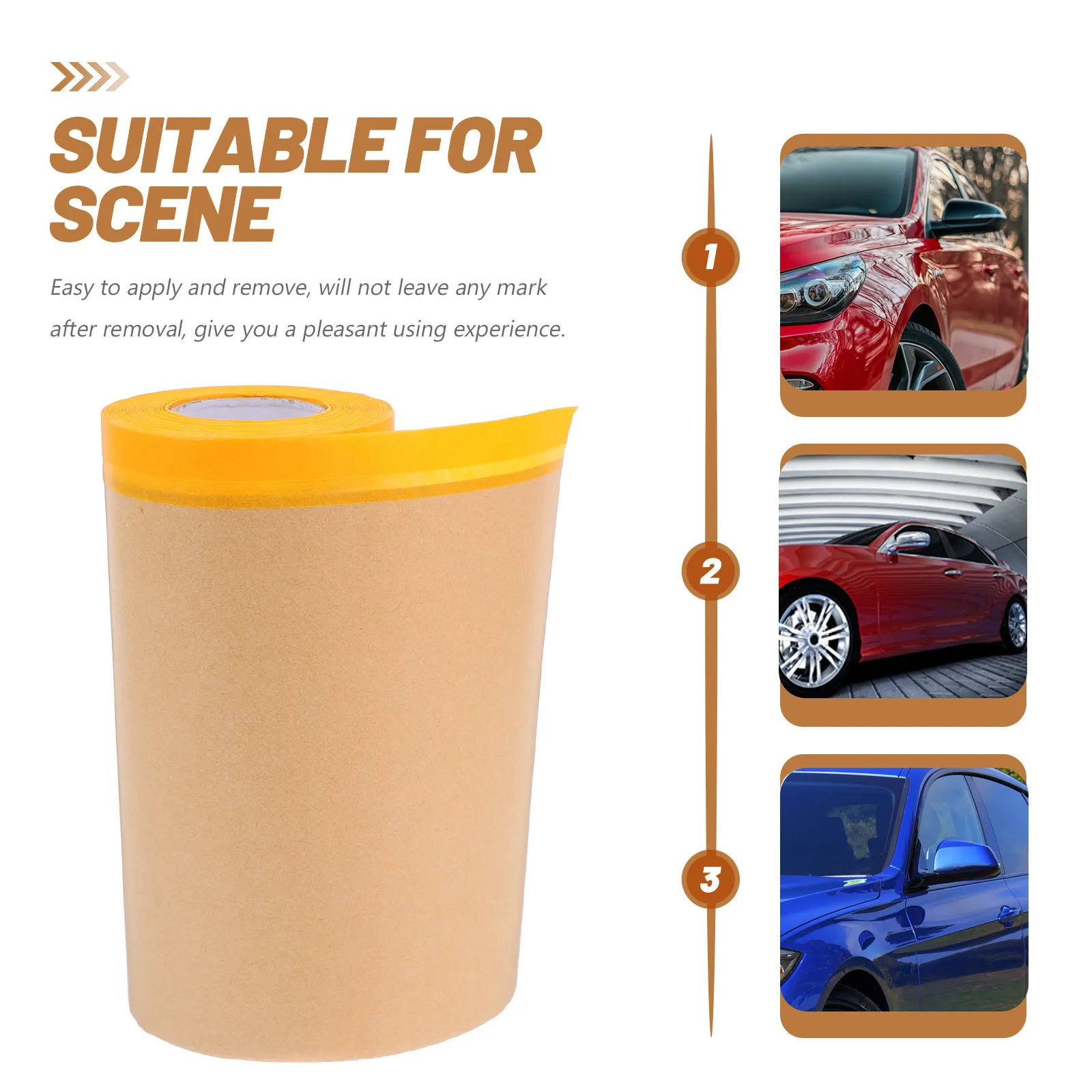 사전 테이핑된 마스킹 페이퍼 롤 (자동차 도장, DIY 자동차 수리, 가구, 홈 인테리어, 페인트 보호용 크라프트지)