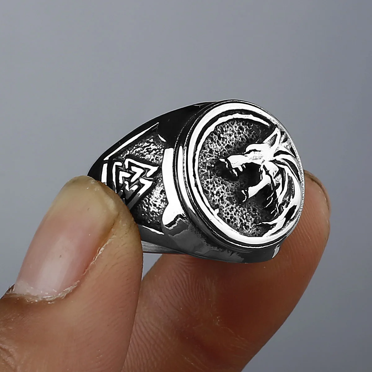 GTHIC Bague Viking En Acier Inoxydable Pour Hommes Femmes Punk