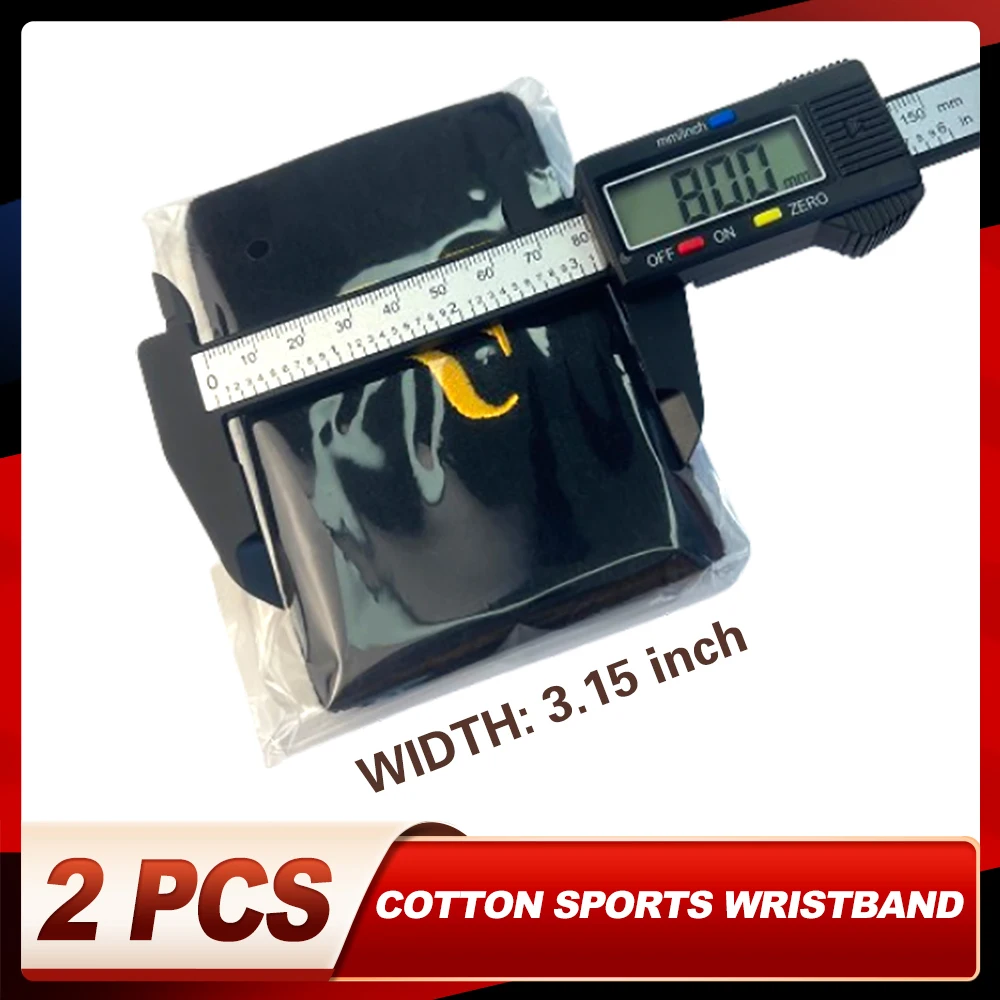 2Pcs 4.53&times;3.15in Cotton Tennis Wristband Ball Sports Wristband Fitness Running Wrist Sweat-Absorbent Belt Sports Protective Gear