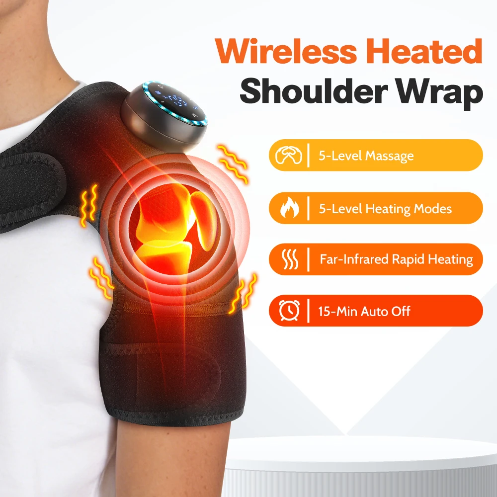 Ombreira Massageadora Elétrica 2 em 1 – Termoterapia e Vibração para Recuperação Muscular