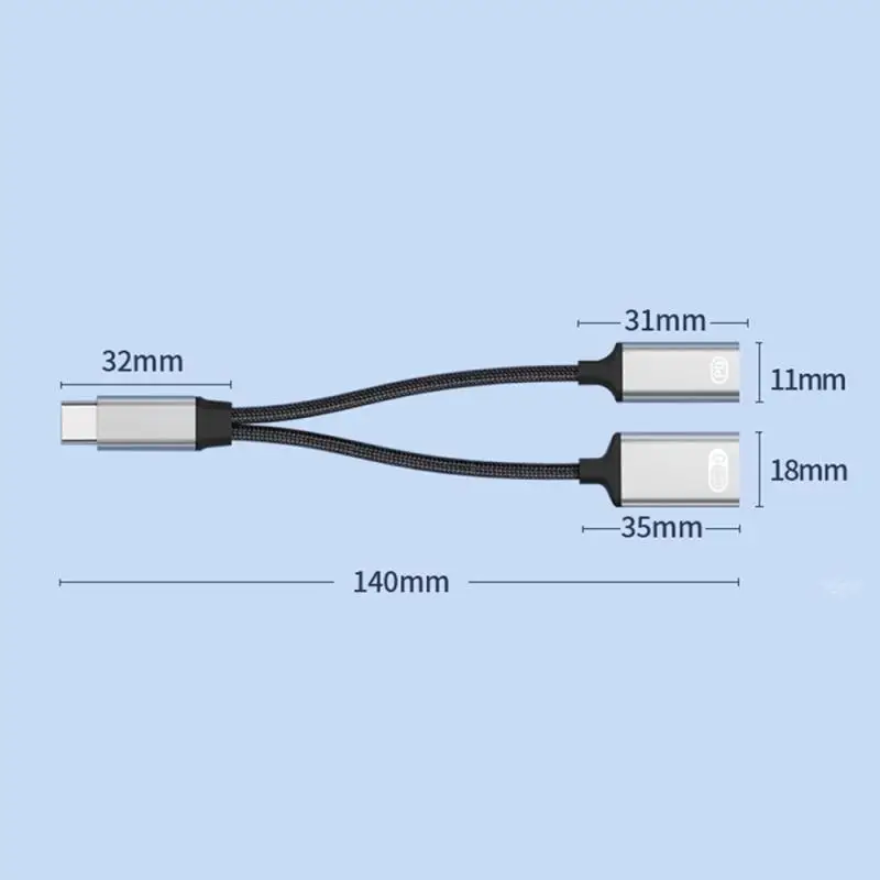 노트북 휴대폰용 USB C OTG 케이블 어댑터, C타입 수-USB-C 암, 30W PD 고속 충전, USB 스플리터 어댑터 포함, 투인원