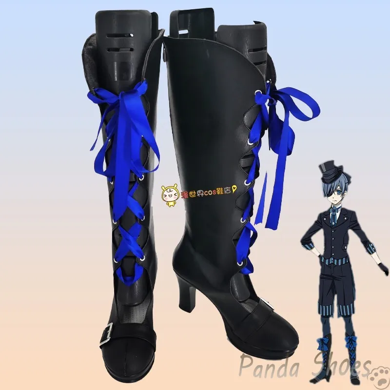 

Black Butler Ciel Phantomhive Cosplay Shoes Anime Book of the Atlantic Long Boots Ciel Cosplay Costume Prop Shoes for Halloween