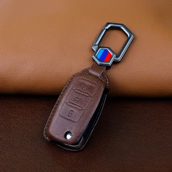 Custodia per chiave auto in pelle per Volkswagen VW Golf Bora Jetta POLO Passat B5 B6 Skoda Octavia A5 Fabia SEAT Ibiza Keyless