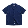 Sauce Zhan Mans Shirts Indigo Seersucker Short Sleeve  Shirt for Men Vintage Regular Fit 5