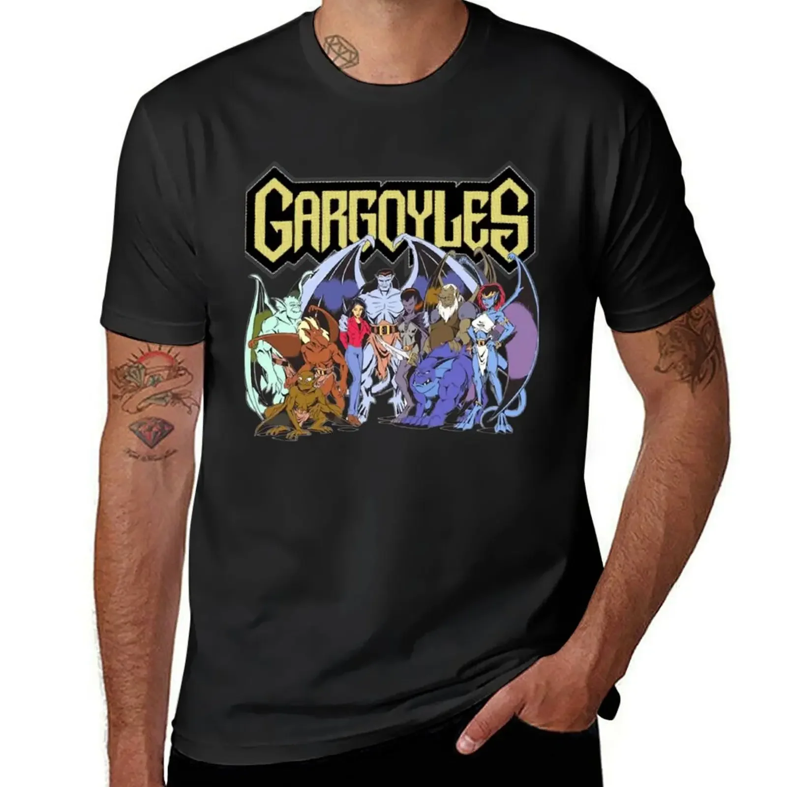 Gargoyles The Origin T-Shirt Customs Anime Top Vintage Mens Vintage T-Shirt