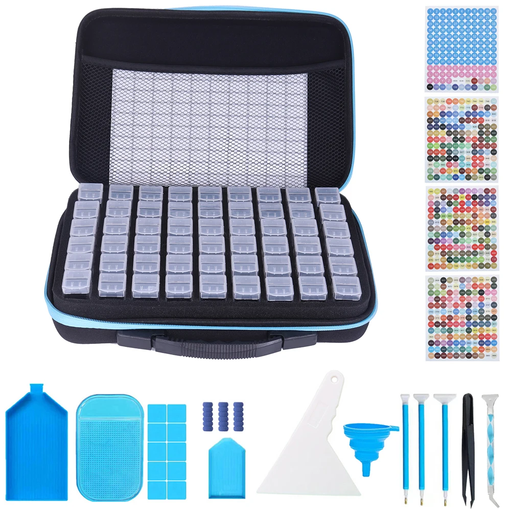 54 Bottles Diamond Painting Accessories Tools Storage Containers Bag Diamond Painting Tool Pen Carry Case Mosaic Storage Box