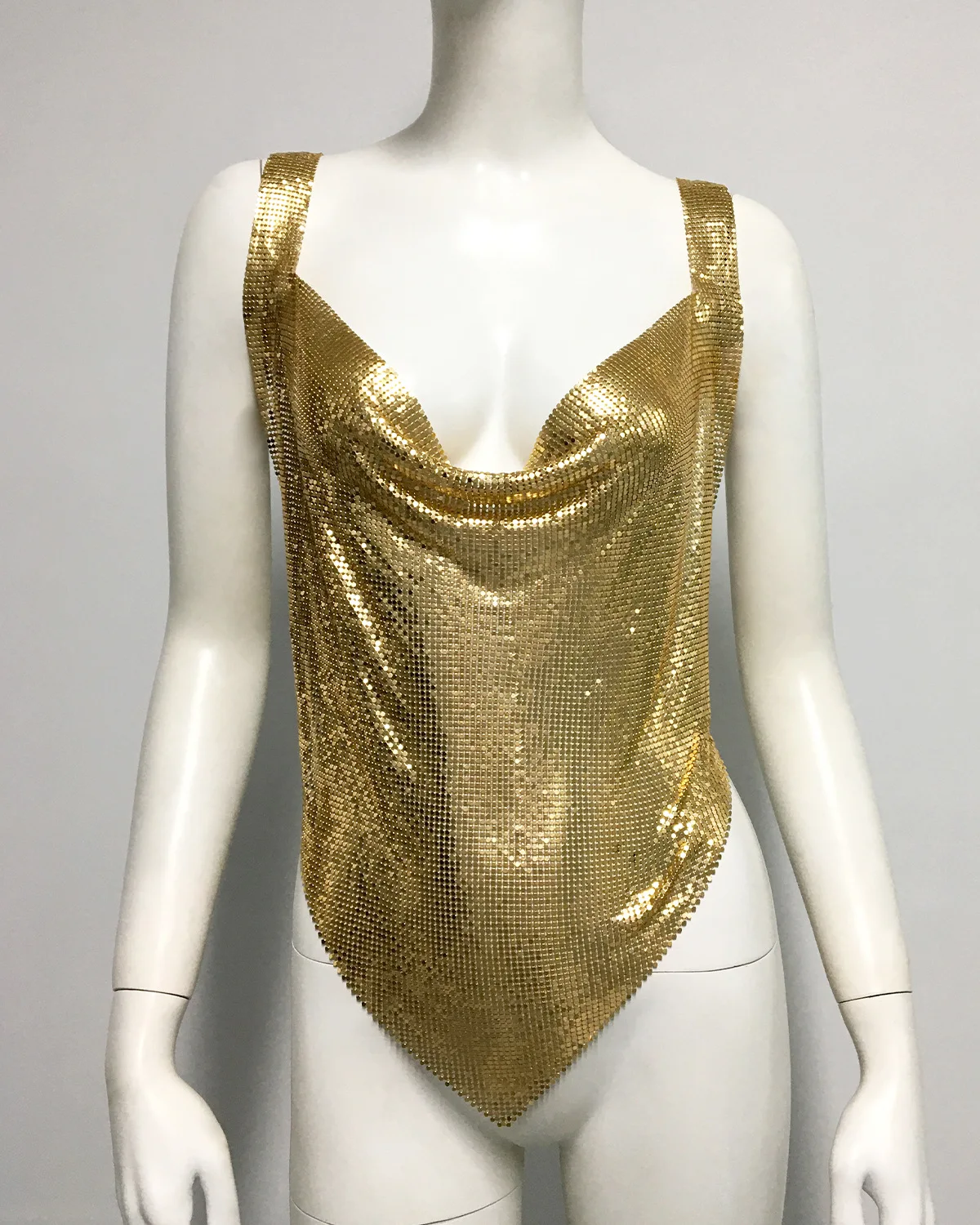 Glänzendes Metall-Pailletten-Party-Tanktop für Frauen, sexy, tiefer V-Ausschnitt, rückenfrei, schulterfrei, Leibchen, Rave-Nachtclub, bauchfreies Top, 2024, neu – Detail 13