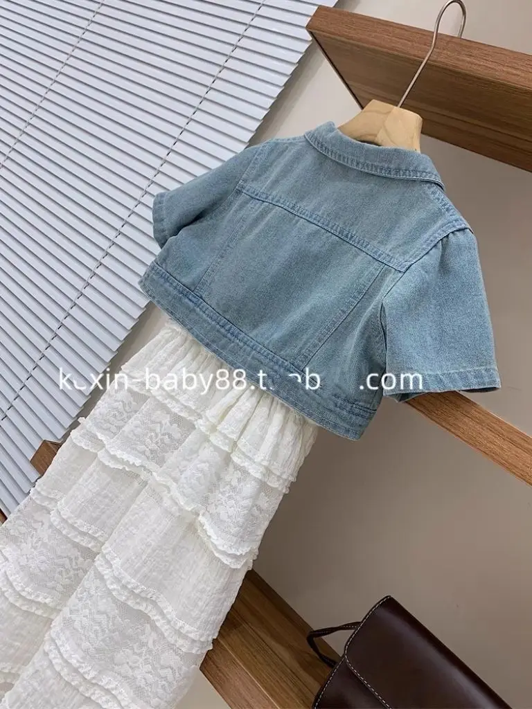 Girls Denim Lace Set 6