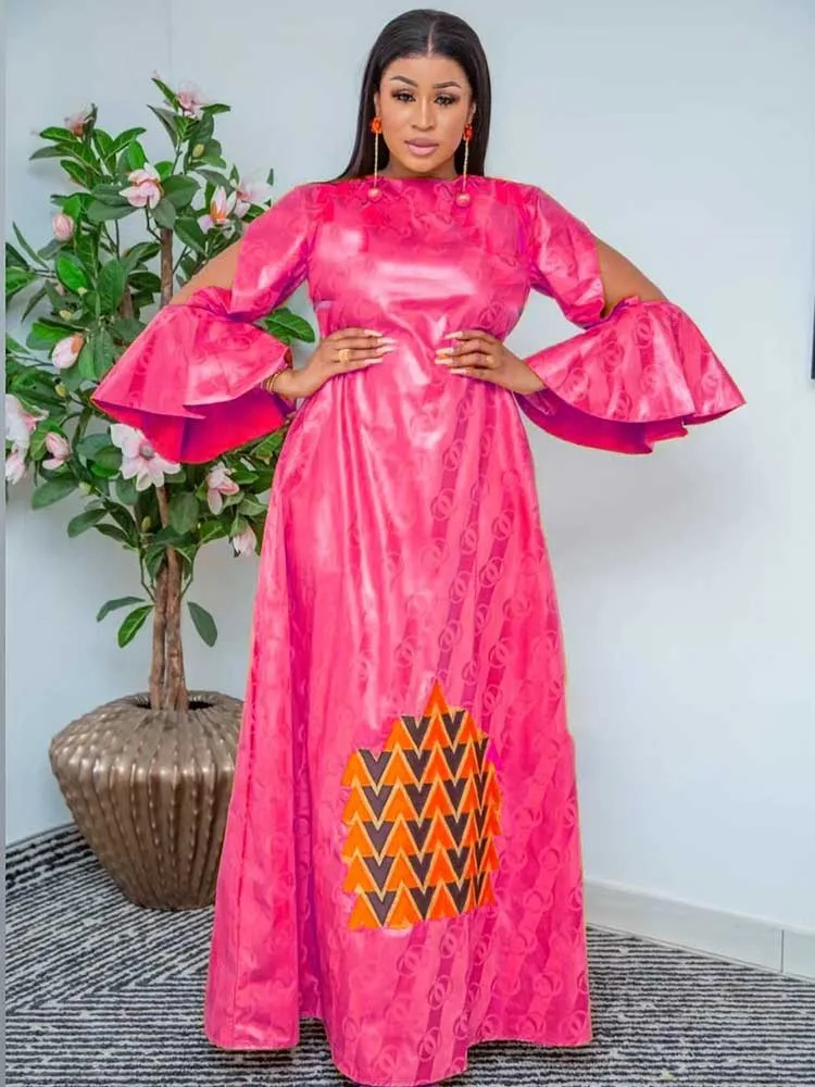 Original Bazin Riche Long Dresses For African Daily Party Evening Gowns Printed Top Quality Bazin Riche Dashiki Robe Boubou