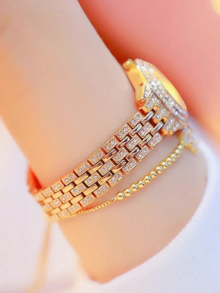 2pcs Fashionable Diamond Studded Real Nail Scale Alloy Set Quartz women watches FOR WOMEN'S