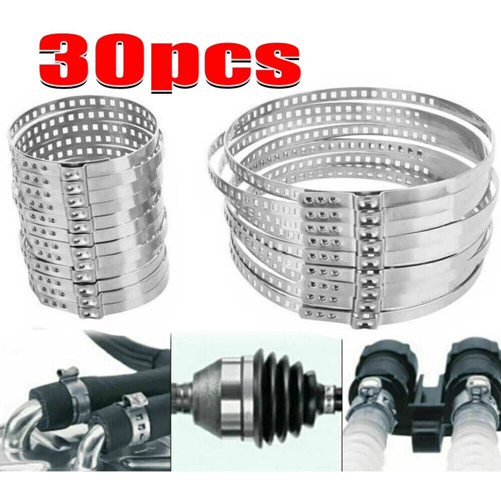 CV Boot Clamp Stainless Steel Clamp Clips 30Pcs Universal CV Boot Clips Kit Stainless Steel CV Joint Crimp Clamps For Repairing And Securing Boots 20mm-120mm Adjusted
