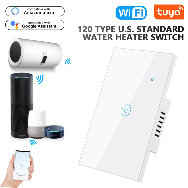 

CoRui Wifi Smart Boiler Switch 2000W US/AU Standard Touch Wall Switch Timing Remote Control Via Alexa Google Home Smart Life APP