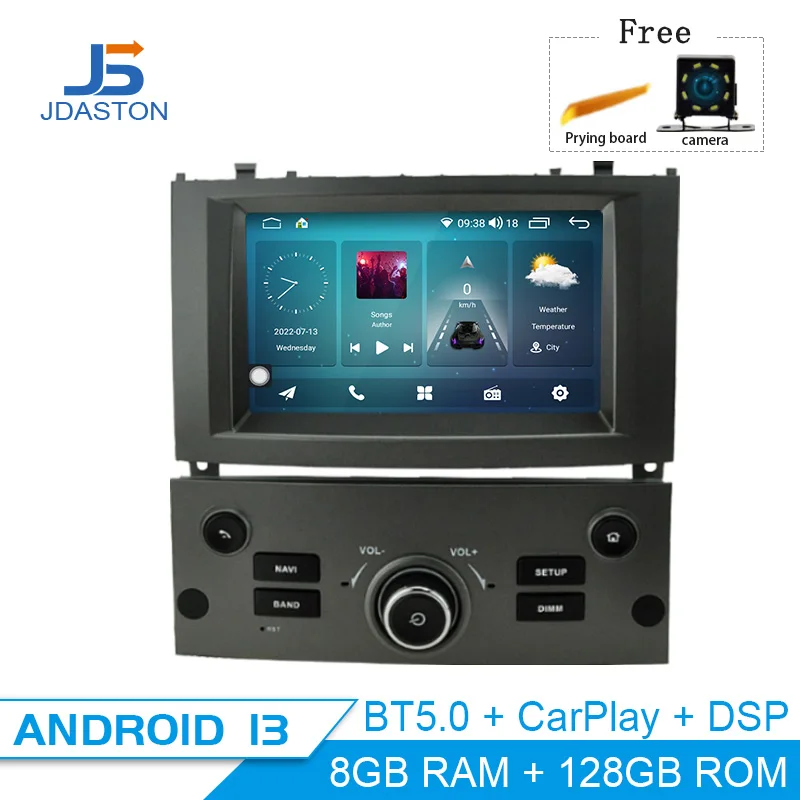 

Jdaston Android 13 автомобильный мультимедийный плеер для Peugeot 407 2004 - 2010 GPS-навигация стерео 1 Din автомобильное радио 8 Гб аудио DSP Carplay