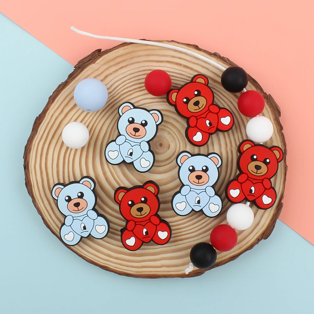 새로운 실리콘 초점 비즈, 곰 젖니 비즈, DIY 젖꼭지 체인, 쥬얼리 키체인 펜, 장난감 쥬얼리 액세서리, 10 개