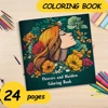 Flowers and Maiden Coloring Book 24 Page Gift For Birthday Party Relieve Stress Kill Time Graffiti Painting Drawing Art Book 1