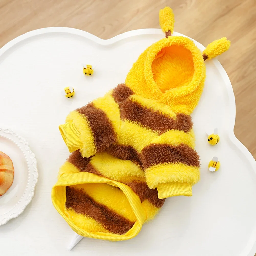 Puppy Pet Clothes Bee Style Plush Costume Cat Pet Clothes Autumn Winter Plush Warm Clothing Dog Clothes for Small Dogs