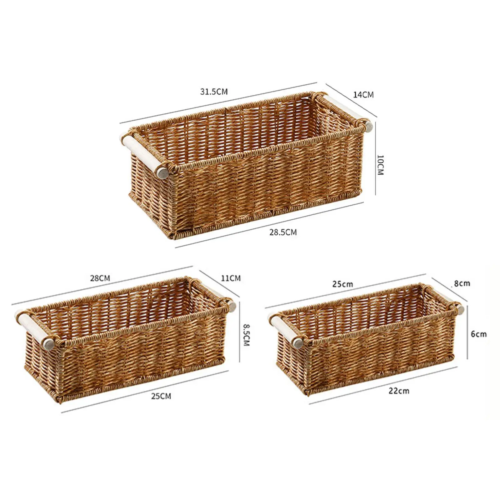 Imitation Rattan Storage Basket Perfume Tray For Organizing Rectangular Vintage For Home Coffee Table Bar Bathroom Kitchen_voghion.com
