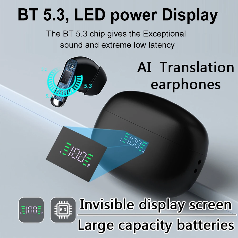 SP9X Intelligent Translator Earbuds Noise Cancelling Bluetooth 5.4 Headset Instant Translator TWS Language Translation Earphones