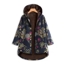 

2022Women's cotton-padded jacket women's hemp and cotton hooded winter coat