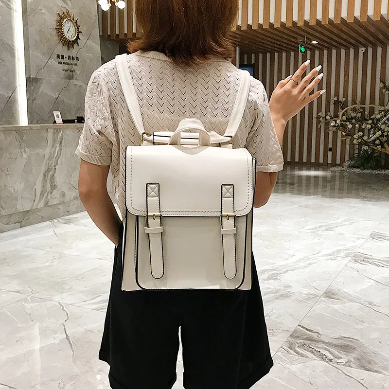Vintage Backpack Female Pu Leather Bag Women's Backpack Fashion School Bag for Girls High Quality Leisure Shoulder Bag