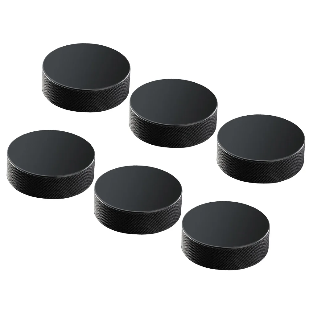 

6 Pcs Professional Rubber Ice Hockey Pucks Standard Hockey Balls Sports Supplies for Practice Training Game (Black)