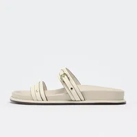 White Metal Buckle Designer Slippers Women Summer Comfortable Non-slip Slide Sandals Soft Bottom Flip-flops Beach Flat Sandals - Image 2