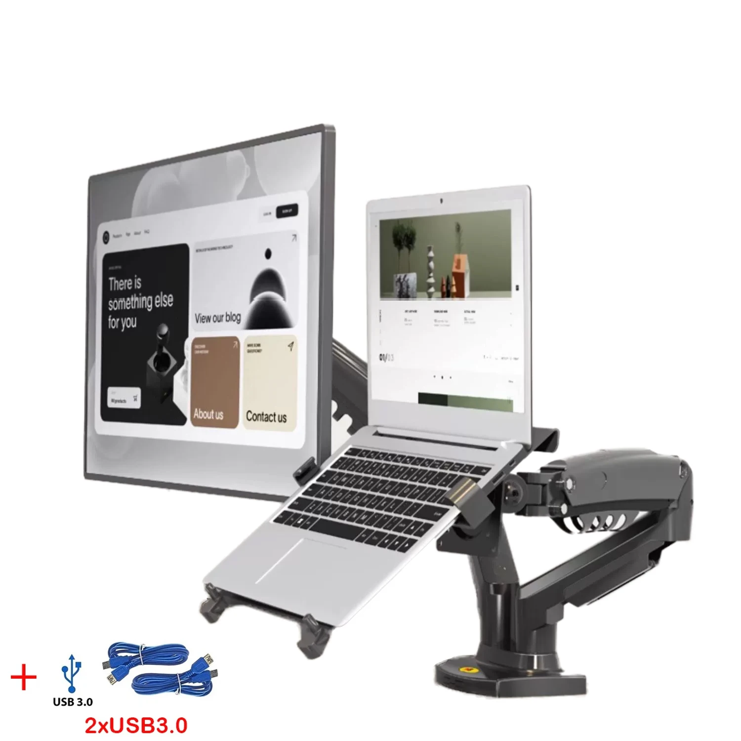 Dual Monitor Laptop Holder com Gás Spring Braço Suporte Suporte de Montagem w Cabos Usb 17 27 Monitor 10 17 nb F160-fp