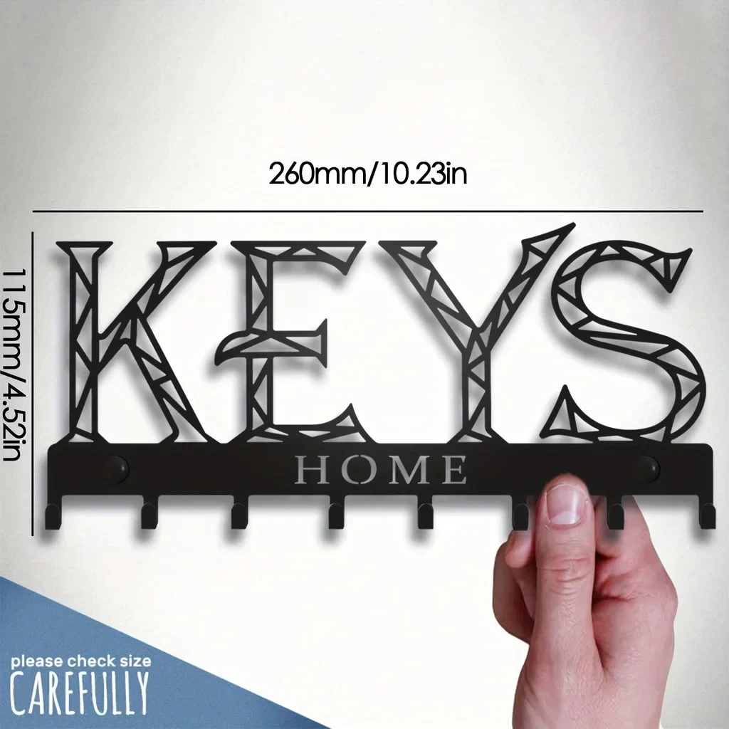 Metal Wall Mounted Storage Rack Floating Key Holder Hook, Adhesive/Punching Installation Storage Rack 2