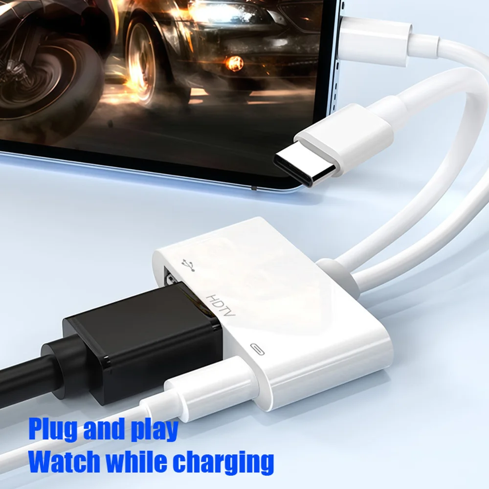 Multi-Purpose Lightning/USB-C to HDMI & USB 3.0 Adapter with Charging Port and HD Sync