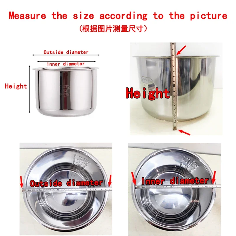 12 Liters200 Electric Pressure Cooker Liner Stainless Steel 304 Food Grade Multi-Bowl Soup Porridge Pot Bile Cooker Accessories
