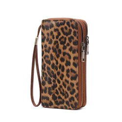 Elegant Leopard Print Portable Long Wallet with Multiple Card Slots - Korean Style Classic PU Handheld Bag (Leopard Print)