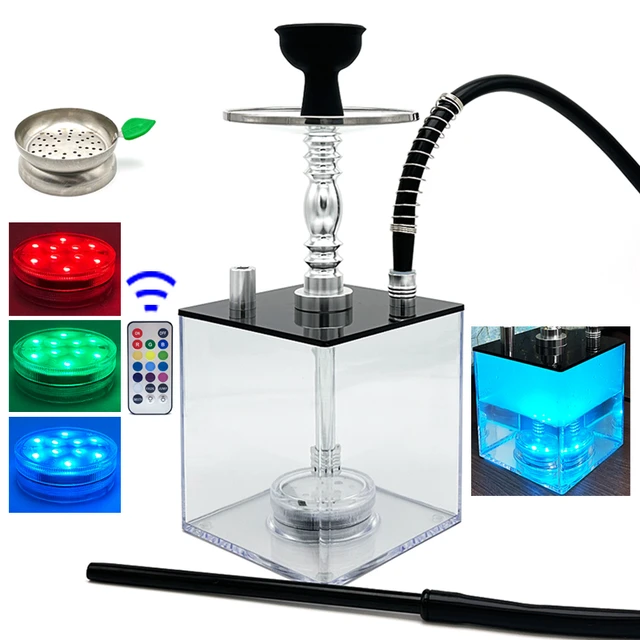 LOMINT Clear Transparent Square Hookah Acrylic Shisha Set Complete