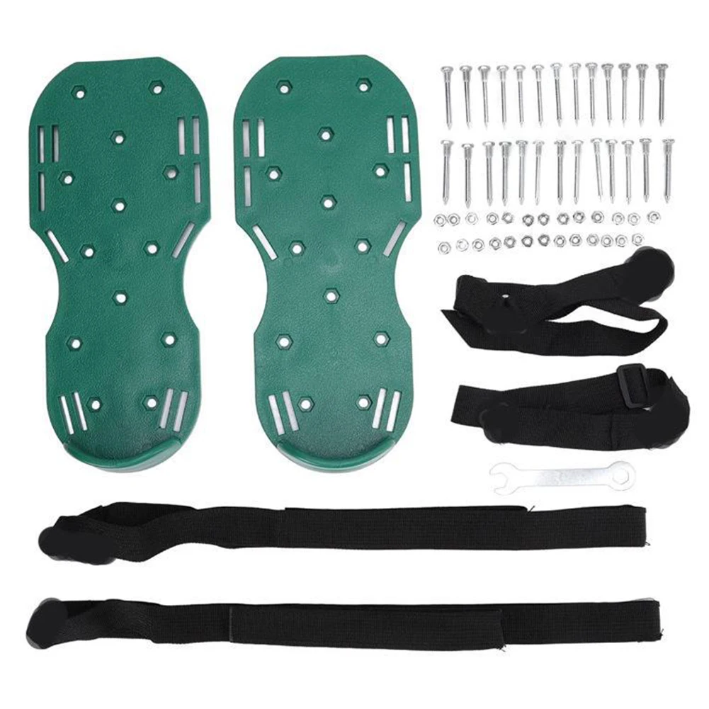 2pcs Universal Lawn Aerator Shoes with Adjustable Strap Anti-slip Lawn Aerator Spiked Sandals Garden Grass Nail Cultivator Tool