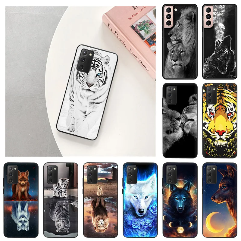 Custodia Morbida Moon Wolf Lion Tiger Per Samsung Galaxy S22 Ultra S20 S21 Fe S10 5G S9 S8 Plus S7 A91 Cover Per Telefono In Silicone Nero