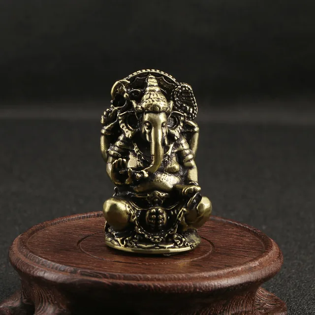 Mini Statue Vintage Ganesha en laiton, Statue de poche inde thaïlande, éléphant, Sculpture de dieu, pour la maison, le bureau, décoration, cadeau 1