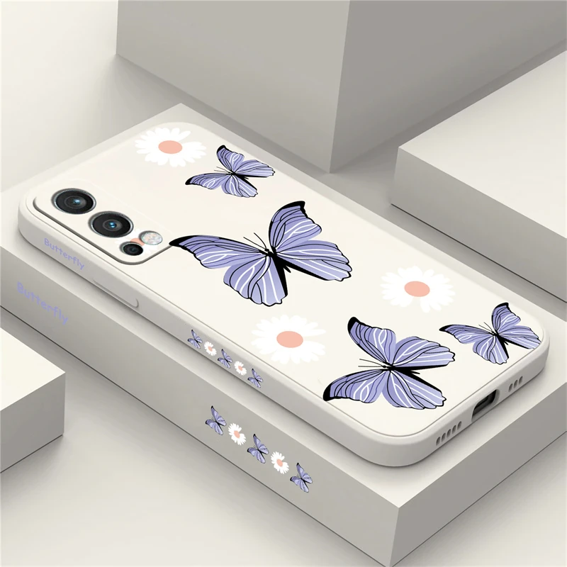 Purple Butterfly Flowers Pattern Shockproof Silicone Phone Case - Soft Protective Cover