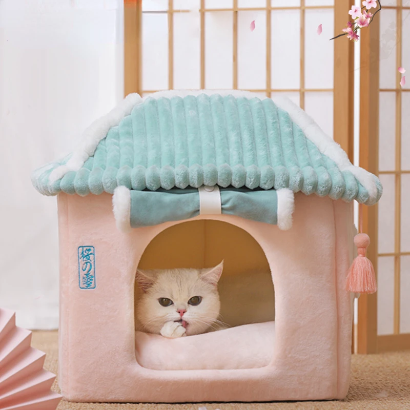 

Winter Cozy Cat House Beds Pet House Dogs Soft Nest Kennel Sleeping Cave for Cat Dog Puppy Tents Bed Nest for All Seasons