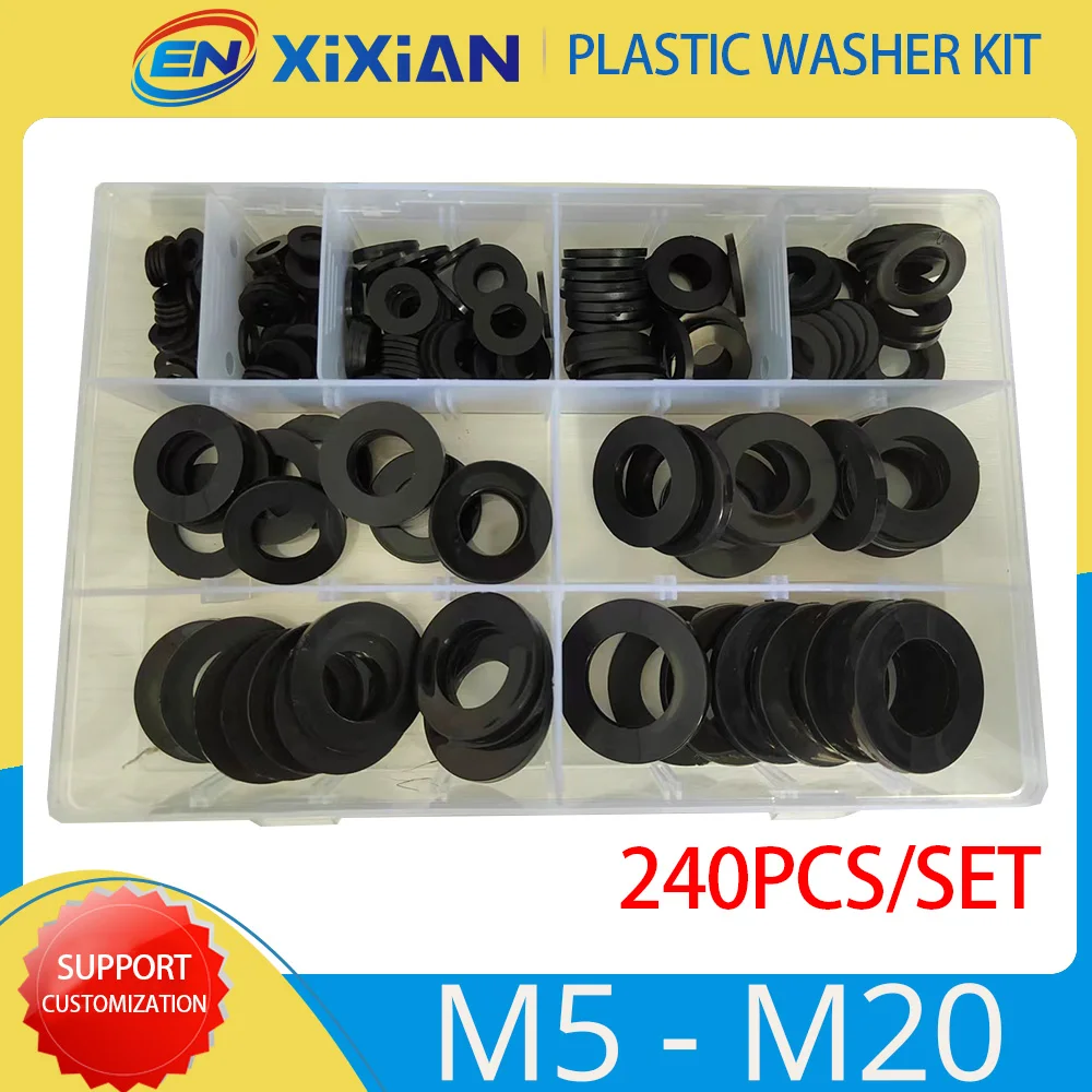 Washer Gasket Set PVC Nylon M2-M20 Hard Plastic Insulation Flat Paded Assortment