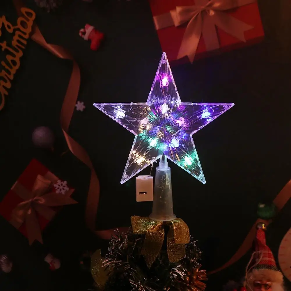Glowing Christmas Tree Top Star Shining Lamp LED Stars Colorful Five-pointed Star Christmas Tree Ornaments christmas tree decoration christmas star decoration