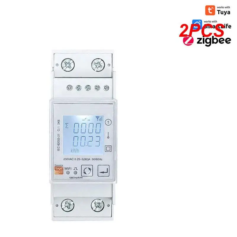

2PCS Modbus 230V Multifunction Energy Meter Single-Phase One Pulse Output With RS485 K W VA A V KWH 45-65Hz