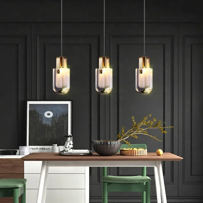 

Postmodern Gold Crystal Chandelier Copper Light Luxury Simple For Bedroom Restaurant Bar Long Line Pendant Light light fixtures