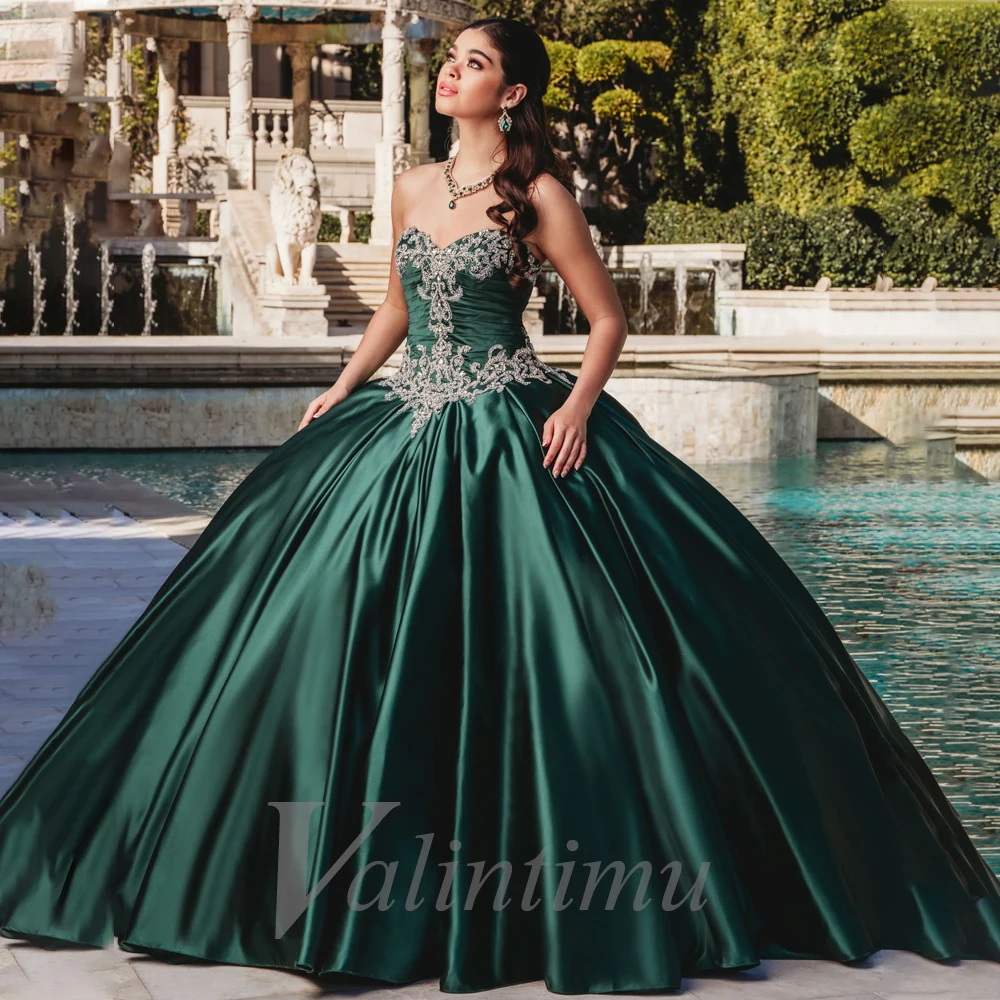 Valintimu Modern Sweetheart Quinceanera Dress for Girl Satin Off the Shoulder Ball Gown Lace Up Vestidos De 15 Anos Customized