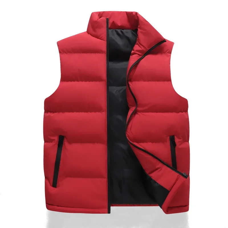 Autumn/Winter Thickened Cotton Sports Vest For Men Warm Stand Collar Football Training Anti-Cold Motorcycle Rider Jacket