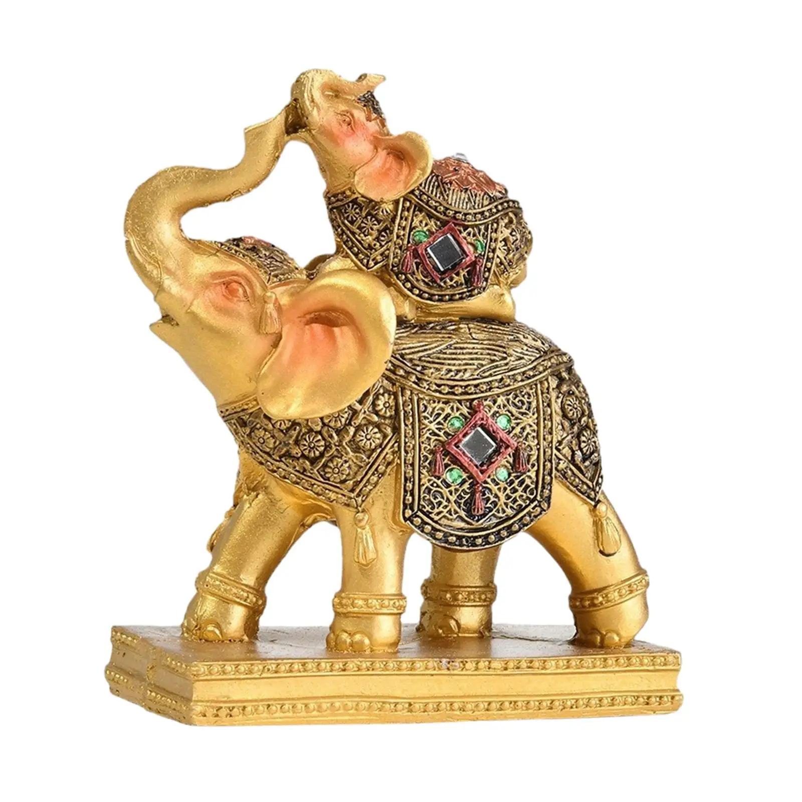 Elephant Statue Elephant Figurines Resin Animal Sculptures Feng Shui for Tabletop NightStand Living Room Party Housewarming