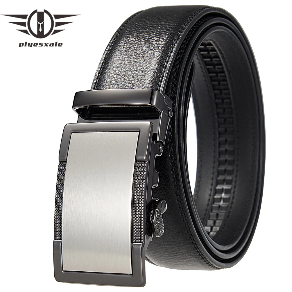 

Plyesxale 3.5cm Width Genuine Leather Belt Men Automatic Buckle Designer Black Male Business Waistband Mens Belts Luxury B1516