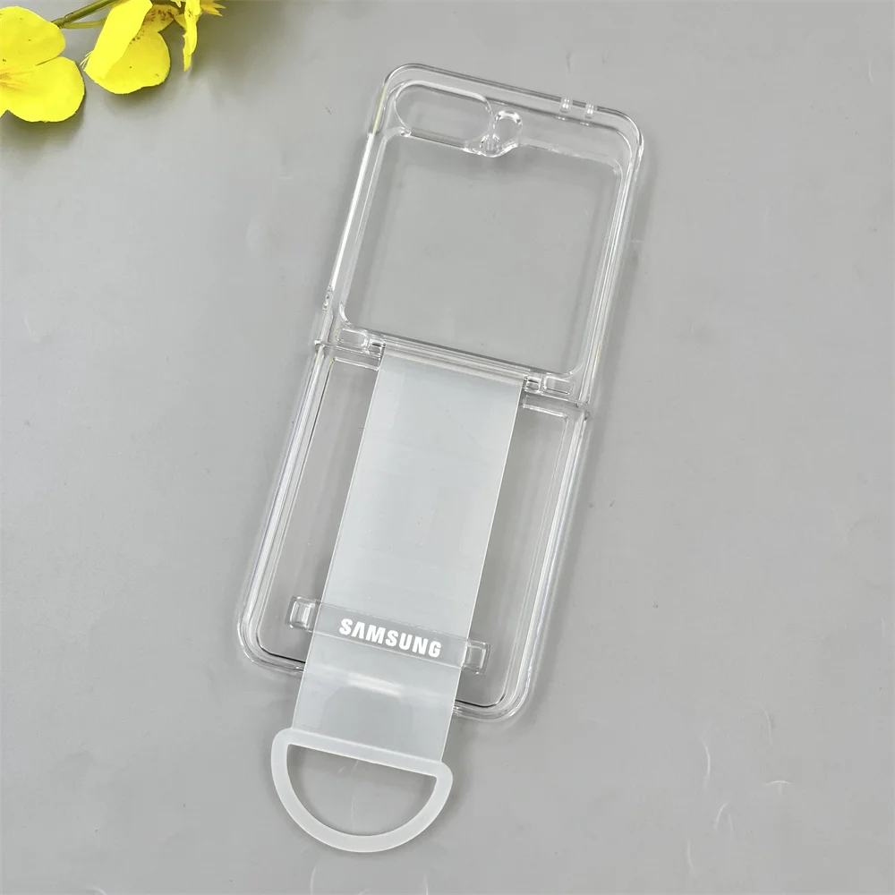 Luxury Wrist Strap Ring Holder Case - Transparent Matte Shockproof Back Cover with Hard PC Belt